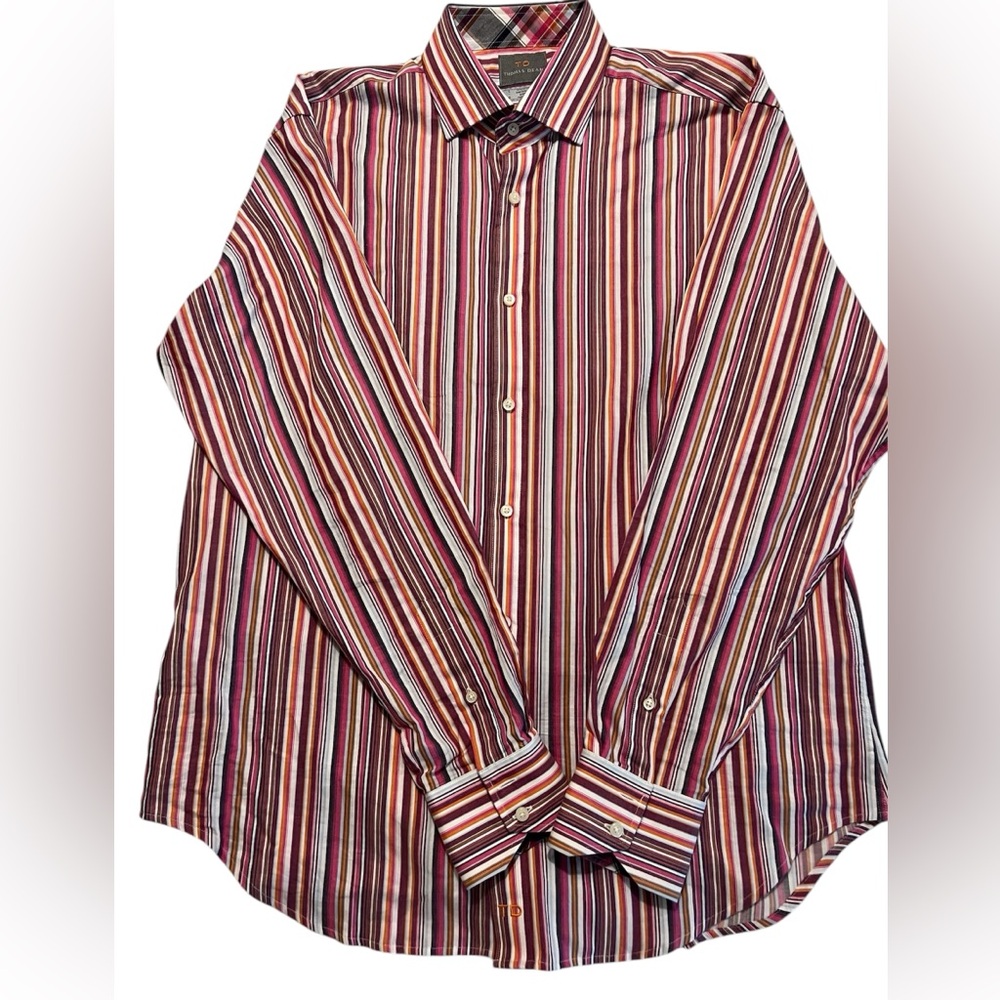 Thomas Dean Multicolor Striped Men's Shirt